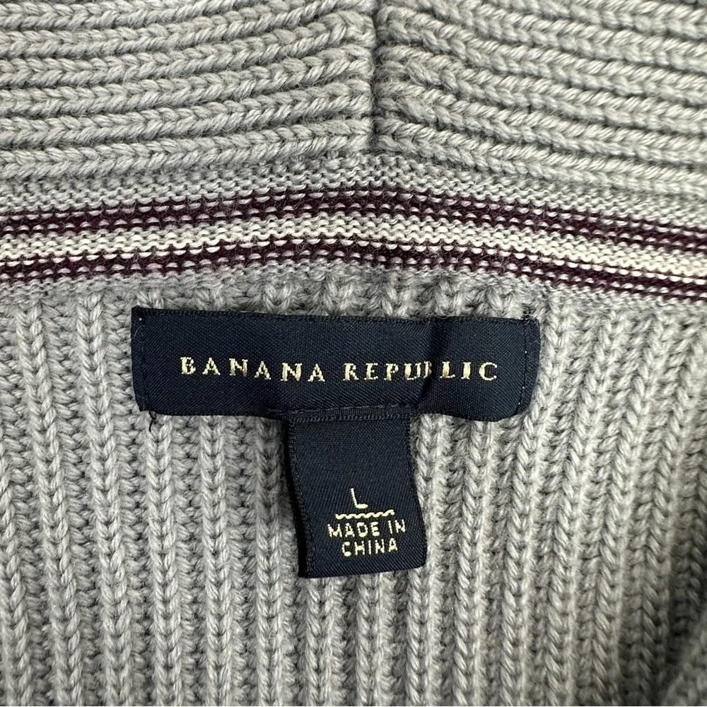 Banana Republic Men’s Size Large Gray Merino Wool Blend Shawl Collar Sweater